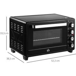 HOMCOM Mini Four 1600 W 32 L - Thermostat 230°C Max - Minuteur 60 Min - 3 Modes De Cuisson - 4 Accessoires Inclus - Acier Inox. Métal Verre Trempé Noir - Noir 9 HOMCOM Mini Four 1600 W 32 L - Thermostat 230°C Max - Minuteur 60 Min - 3 Modes De Cuisson - 4 Accessoires Inclus - Acier Inox. Métal Verre Trempé Noir - Noir -France HOMCOM Soldes 2022 42169105 3
