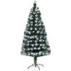 HOMCOM Sapin De Noël Artificiel Lumineux Fibre Optique LED + 26 Ampoules + Support Pied Ø 75 X 150H Cm 180 Branches étoile Sommet Brillante Vert - Vert