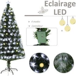 HOMCOM Sapin De Noël Artificiel Lumineux Fibre Optique LED + 26 Ampoules + Support Pied Ø 75 X 150H Cm 180 Branches étoile Sommet Brillante Vert - Vert 11 HOMCOM Sapin De Noël Artificiel Lumineux Fibre Optique LED + 26 Ampoules + Support Pied Ø 75 X 150H Cm 180 Branches étoile Sommet Brillante Vert - Vert -France HOMCOM Soldes 2022 42169111 5