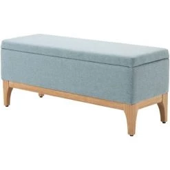 HOMCOM Banquette Coffre De Rangement 2 En 1 Style Scandinave Dim. 110L X 39l X 45H Cm Tissu Vert D'eau - Vert