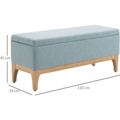 HOMCOM Banquette Coffre De Rangement 2 En 1 Style Scandinave Dim. 110L X 39l X 45H Cm Tissu Vert D'eau - Vert 9 HOMCOM Banquette Coffre De Rangement 2 En 1 Style Scandinave Dim. 110L X 39l X 45H Cm Tissu Vert D'eau - Vert -France HOMCOM Soldes 2022 42169113 3