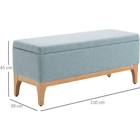 HOMCOM Banquette Coffre De Rangement 2 En 1 Style Scandinave Dim. 110L X 39l X 45H Cm Tissu Vert D'eau - Vert 5 HOMCOM Banquette Coffre De Rangement 2 En 1 Style Scandinave Dim. 110L X 39l X 45H Cm Tissu Vert D'eau - Vert – Image 3