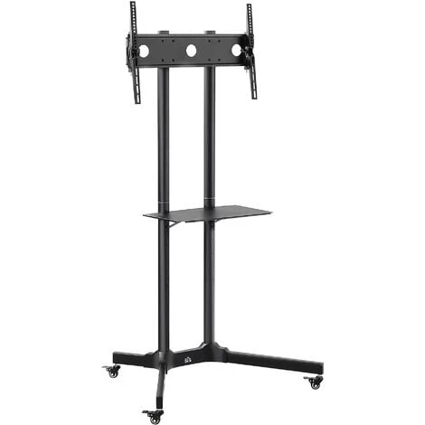 HOMCOM Support TV Sur Roulettes Meuble TV Roulant Pour écran 32-65 Pouces Hauteur Et Angle Réglable Charge Max. 50 Kg Châssis Acier Noir 3 HOMCOM Support TV Sur Roulettes Meuble TV Roulant Pour écran 32-65 Pouces Hauteur Et Angle Réglable Charge Max. 50 Kg Châssis Acier Noir