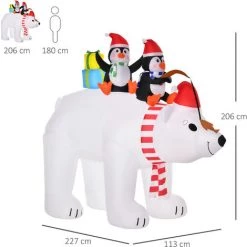 HOMCOM Ours Polaire Gonflable De Noël Décoration Gonflable LED De Noël 2,06H M Lumières LED 2 Pingouins Blanc - Blanc 9 HOMCOM Ours Polaire Gonflable De Noël Décoration Gonflable LED De Noël 2,06H M Lumières LED 2 Pingouins Blanc - Blanc -France HOMCOM Soldes 2022 42169122 3