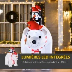 HOMCOM Ours Polaire Gonflable De Noël Décoration Gonflable LED De Noël 2,06H M Lumières LED 2 Pingouins Blanc - Blanc 10 HOMCOM Ours Polaire Gonflable De Noël Décoration Gonflable LED De Noël 2,06H M Lumières LED 2 Pingouins Blanc - Blanc -France HOMCOM Soldes 2022 42169122 4