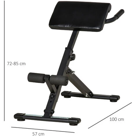 HOMCOM Banc De Musculation Pliable Chaise Romaine Multifonctionnelle Appareil De Fitness Et Musculation Pour Dos Abdominaux Hauteur Réglable Hyper Extension Acier PU 100 X 57 X 72-85 Cm Noir - Noir 5 HOMCOM Banc De Musculation Pliable Chaise Romaine Multifonctionnelle Appareil De Fitness Et Musculation Pour Dos Abdominaux Hauteur Réglable Hyper Extension Acier PU 100 X 57 X 72-85 Cm Noir - Noir – Image 3