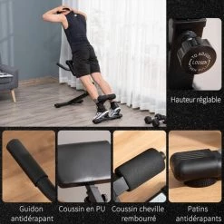 HOMCOM Banc De Musculation Pliable Chaise Romaine Multifonctionnelle Appareil De Fitness Et Musculation Pour Dos Abdominaux Hauteur Réglable Hyper Extension Acier PU 100 X 57 X 72-85 Cm Noir - Noir 11 HOMCOM Banc De Musculation Pliable Chaise Romaine Multifonctionnelle Appareil De Fitness Et Musculation Pour Dos Abdominaux Hauteur Réglable Hyper Extension Acier PU 100 X 57 X 72-85 Cm Noir - Noir -France HOMCOM Soldes 2022 42169134 5