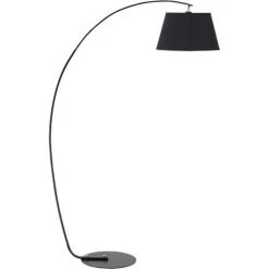 HOMCOM Lampadaire Arc - Lampadaire Arceau Courbé Design Néo-rétro - Pied Corps Métal, Abat-jour Polyester Coton Noir