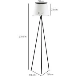 HOMCOM Lampadaire Trépied Design Contemporain 40 W Max. 170H Cm Métal Polyester Coton Noir Blanc - Noir 9 HOMCOM Lampadaire Trépied Design Contemporain 40 W Max. 170H Cm Métal Polyester Coton Noir Blanc - Noir -France HOMCOM Soldes 2022 42169139 3