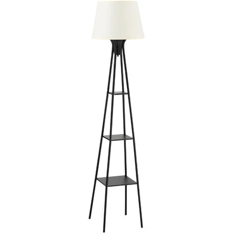 HOMCOM Lampadaire Design Contemporain 3 étagères Intégrées 40 W 173H Cm Métal Noir Polyester Coton Crème - Crème 3 HOMCOM Lampadaire Design Contemporain 3 étagères Intégrées 40 W 173H Cm Métal Noir Polyester Coton Crème - Crème