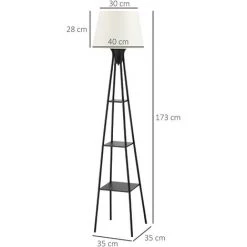 HOMCOM Lampadaire Design Contemporain 3 étagères Intégrées 40 W 173H Cm Métal Noir Polyester Coton Crème - Crème 9 HOMCOM Lampadaire Design Contemporain 3 étagères Intégrées 40 W 173H Cm Métal Noir Polyester Coton Crème - Crème -France HOMCOM Soldes 2022 42169141 3