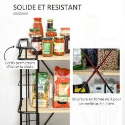 HOMCOM Chariot De Service Desserte Vintage Style Industriel 3 étagères Métal Noir MDF Aspect Bois Chêne Clair - Beige 11 HOMCOM Chariot De Service Desserte Vintage Style Industriel 3 étagères Métal Noir MDF Aspect Bois Chêne Clair - Beige -France HOMCOM Soldes 2022 42224764 5