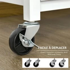 HOMCOM Desserte De Cuisine Multi-rangements - Dim. 73L X 50l X 91H Cm - Poignées Métal MDF Blanc Plateau Bois Bambou Verni - Blanc 11 HOMCOM Desserte De Cuisine Multi-rangements - Dim. 73L X 50l X 91H Cm - Poignées Métal MDF Blanc Plateau Bois Bambou Verni - Blanc -France HOMCOM Soldes 2022 42224771 5