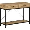 HOMCOM Console Table D'appoint Design Industriel Dim. 100L X 35l X 76H Cm 2 Tiroirs Poignées Laiton Vieilli étagère Métal Noir Aspect Bois Veinage - Marron 1 HOMCOM Console Table D'appoint Design Industriel Dim. 100L X 35l X 76H Cm 2 Tiroirs Poignées Laiton Vieilli étagère Métal Noir Aspect Bois Veinage - Marron -France HOMCOM Soldes 2022 42224779 1