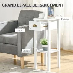 HOMCOM Lot De 2 Tables D'appoint Bout De Canapé Guéridon - Tiroir, étagère - Dim. 30L X 30l X 75H Cm - Poignées Coquilles Laiton Vieilli MDF Blanc 10 HOMCOM Lot De 2 Tables D'appoint Bout De Canapé Guéridon - Tiroir, étagère - Dim. 30L X 30l X 75H Cm - Poignées Coquilles Laiton Vieilli MDF Blanc -France HOMCOM Soldes 2022 42224780 4