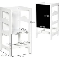 HOMCOM Tour D'apprentissage Tableau à Craie 2 En 1 - Tour D'observation Pour Enfant 3-6 Ans - Marches Antidérapantes, Barreau, Hauts Rebords De Sécurité - MDF Blanc Noir - Blanc 9 HOMCOM Tour D'apprentissage Tableau à Craie 2 En 1 - Tour D'observation Pour Enfant 3-6 Ans - Marches Antidérapantes, Barreau, Hauts Rebords De Sécurité - MDF Blanc Noir - Blanc -France HOMCOM Soldes 2022 42502402 3