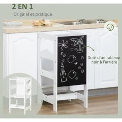HOMCOM Tour D'apprentissage Tableau à Craie 2 En 1 - Tour D'observation Pour Enfant 3-6 Ans - Marches Antidérapantes, Barreau, Hauts Rebords De Sécurité - MDF Blanc Noir - Blanc 10 HOMCOM Tour D'apprentissage Tableau à Craie 2 En 1 - Tour D'observation Pour Enfant 3-6 Ans - Marches Antidérapantes, Barreau, Hauts Rebords De Sécurité - MDF Blanc Noir - Blanc -France HOMCOM Soldes 2022 42502402 4