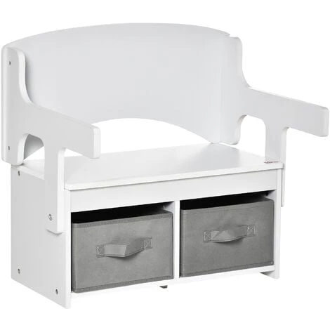 HOMCOM Banc Bureau Tiroirs 3 En 1 Pour Enfant - Accoudoirs Dossier Relevable - MDF Non Tissé Blanc Gris 3 HOMCOM Banc Bureau Tiroirs 3 En 1 Pour Enfant - Accoudoirs Dossier Relevable - MDF Non Tissé Blanc Gris
