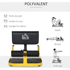HOMCOM Banc à Squat Sissy Squat Machine à Squat Appareil De Musculation Hauteur Coussin Et Rouleaux Réglables Acier Jaune Noir 11 HOMCOM Banc à Squat Sissy Squat Machine à Squat Appareil De Musculation Hauteur Coussin Et Rouleaux Réglables Acier Jaune Noir -France HOMCOM Soldes 2022 42502409 5