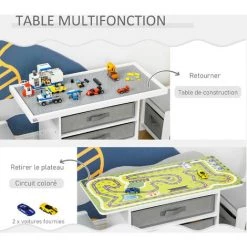 HOMCOM Ensemble Table Et Chaises Enfant - Set De 3 Pièces + 5 Tiroirs Non Tissés - Table étagère Pour Jouets 2 En 1 - Plateau Double Face Blanc Ou Circuit - 2 Voitures Incluses - MDF Blanc Gris 11 HOMCOM Ensemble Table Et Chaises Enfant - Set De 3 Pièces + 5 Tiroirs Non Tissés - Table étagère Pour Jouets 2 En 1 - Plateau Double Face Blanc Ou Circuit - 2 Voitures Incluses - MDF Blanc Gris -France HOMCOM Soldes 2022 42717408 5