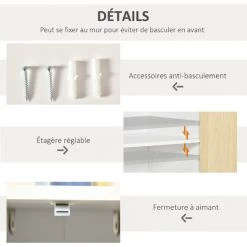 HOMCOM Buffet Meuble De Rangement Design Scandinave 2 Portes Avec étagère Dim. 60L X 40l X 72H Cm MDF Panneaux Particules Blanc Portes Motif Graphique Aspect Bois Clair Et Acrylique - Blanc 11 HOMCOM Buffet Meuble De Rangement Design Scandinave 2 Portes Avec étagère Dim. 60L X 40l X 72H Cm MDF Panneaux Particules Blanc Portes Motif Graphique Aspect Bois Clair Et Acrylique - Blanc -France HOMCOM Soldes 2022 42717427 5