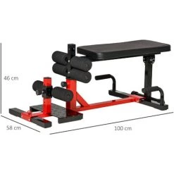HOMCOM Banc à Squat Pliable Sissy Squat Machine à Squat - Appareil De Musculation 3 En 1 - Hauteur Réglable 6 Positions - Acier Synthétique Rouge Noir - Rouge -France HOMCOM Soldes 2022 42717553 3