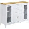 HOMCOM Buffet Style Classique Chic Multi-rangement 2 Portes 2 étagères Réglables 2 Tiroirs Coulissants Placard 2 Portes MDF Blanc Plateau Aspect Bois Clair - Blanc -France HOMCOM Soldes 2022 42734489 1