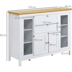 HOMCOM Buffet Style Classique Chic Multi-rangement 2 Portes 2 étagères Réglables 2 Tiroirs Coulissants Placard 2 Portes MDF Blanc Plateau Aspect Bois Clair - Blanc 9 HOMCOM Buffet Style Classique Chic Multi-rangement 2 Portes 2 étagères Réglables 2 Tiroirs Coulissants Placard 2 Portes MDF Blanc Plateau Aspect Bois Clair - Blanc -France HOMCOM Soldes 2022 42734489 3