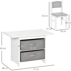 HOMCOM Ensemble Table Et Chaises Enfant - Set De 3 Pièces + 2 Tiroirs Non Tissés - Table étagère Pour Jouets 2 En 1 - MDF Blanc Gris 9 HOMCOM Ensemble Table Et Chaises Enfant - Set De 3 Pièces + 2 Tiroirs Non Tissés - Table étagère Pour Jouets 2 En 1 - MDF Blanc Gris -France HOMCOM Soldes 2022 42735923 3