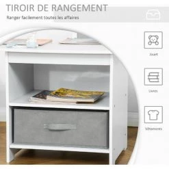 HOMCOM Ensemble Table Et Chaises Enfant - Set De 3 Pièces + 2 Tiroirs Non Tissés - Table étagère Pour Jouets 2 En 1 - MDF Blanc Gris 11 HOMCOM Ensemble Table Et Chaises Enfant - Set De 3 Pièces + 2 Tiroirs Non Tissés - Table étagère Pour Jouets 2 En 1 - MDF Blanc Gris -France HOMCOM Soldes 2022 42735923 5