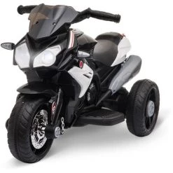 HOMCOM Moto électrique Pour Enfants 3 Roues 6 V 3 Km/h Effets Lumineux Et Sonores Noir