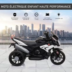 HOMCOM Moto électrique Pour Enfants 3 Roues 6 V 3 Km/h Effets Lumineux Et Sonores Noir -France HOMCOM Soldes 2022 43542004 4