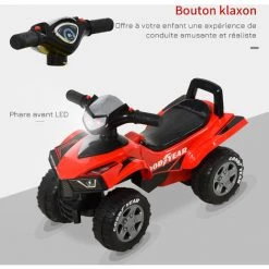 HOMCOM Porteur Enfants Quad 18-36 Mois Dim. 60L X 31l X 42H Cm Effets Lumineux Et Sonore Rouge Noir - Rouge 10 HOMCOM Porteur Enfants Quad 18-36 Mois Dim. 60L X 31l X 42H Cm Effets Lumineux Et Sonore Rouge Noir - Rouge -France HOMCOM Soldes 2022 43542033 4