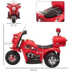 HOMCOM Moto Scooter électrique Pour Enfants Modèle Policier 6 V 3 Km/h Fonctions Lumineuses Et Sonores Top Case Rouge -France HOMCOM Soldes 2022 43542043 3
