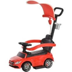 HOMCOM Porteur Enfants Voiture Enfant Multi-équipée 12-36 Mois Coffre Klaxon Effet Musical Polypropylène Rouge - Rouge
