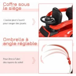 HOMCOM Porteur Enfants Voiture Enfant Multi-équipée 12-36 Mois Coffre Klaxon Effet Musical Polypropylène Rouge - Rouge -France HOMCOM Soldes 2022 43542091 5