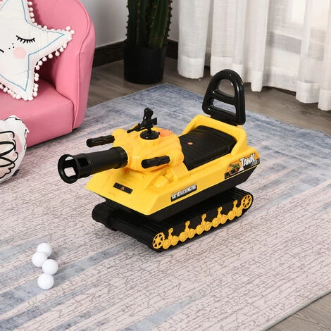 HOMCOM Porteur Enfant Voiture Enfant Tank Coffre Klaxon Pistolet à Balles Jaune - Jaune 4 HOMCOM Porteur Enfant Voiture Enfant Tank Coffre Klaxon Pistolet à Balles Jaune - Jaune – Image 2