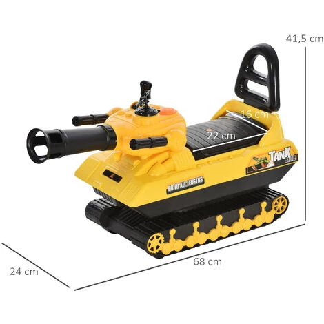 HOMCOM Porteur Enfant Voiture Enfant Tank Coffre Klaxon Pistolet à Balles Jaune - Jaune 5 HOMCOM Porteur Enfant Voiture Enfant Tank Coffre Klaxon Pistolet à Balles Jaune - Jaune – Image 3