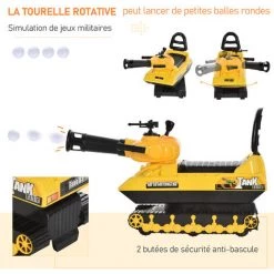 HOMCOM Porteur Enfant Voiture Enfant Tank Coffre Klaxon Pistolet à Balles Jaune - Jaune 11 HOMCOM Porteur Enfant Voiture Enfant Tank Coffre Klaxon Pistolet à Balles Jaune - Jaune -France HOMCOM Soldes 2022 43542111 5