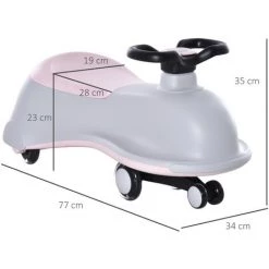 HOMCOM Porteur Enfant - Voiture Dandineuse - 4 Roues PU Lumineuses LED - Métal PP Gris Rose -France HOMCOM Soldes 2022 43542138 3