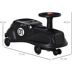 HOMCOM Porteur Enfant Voiture Rétro Avec Klaxon Et Coffre - Voiture Dandineuse - 4 Roues PU Lumineuses LED - Métal PP Noir - Noir 9 HOMCOM Porteur Enfant Voiture Rétro Avec Klaxon Et Coffre - Voiture Dandineuse - 4 Roues PU Lumineuses LED - Métal PP Noir - Noir -France HOMCOM Soldes 2022 43542148 3