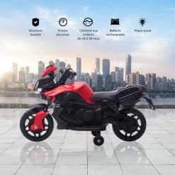 HOMCOM Moto électrique Enfant 6 V 3 Km/h Effet Lumineux Et Sonore Roulettes Amovibles Repose-pied Valises Latérales Métal PP Rouge Noir - Rouge 10 HOMCOM Moto électrique Enfant 6 V 3 Km/h Effet Lumineux Et Sonore Roulettes Amovibles Repose-pied Valises Latérales Métal PP Rouge Noir - Rouge -France HOMCOM Soldes 2022 43542250 4