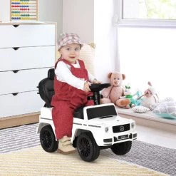 HOMCOM Porteur Enfants Voiture Enfant Multi-équipée 12-36 Mois Klaxon Marche-pieds, Garde-corps Et Ombrelle Blanc -France HOMCOM Soldes 2022 43542273 2