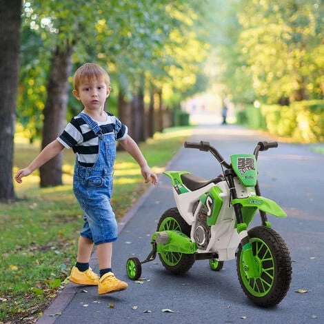 HOMCOM Moto Cross électrique Pour Enfant 3 à 5 Ans 12 V 3-8 Km/h Avec Roulettes Latérales Amovibles Dim. 106,5L X 51,5l X 68H Cm Vert 4 HOMCOM Moto Cross électrique Pour Enfant 3 à 5 Ans 12 V 3-8 Km/h Avec Roulettes Latérales Amovibles Dim. 106,5L X 51,5l X 68H Cm Vert – Image 2