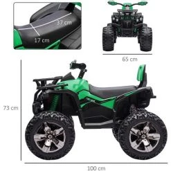 HOMCOM Voiture 4x4 Quad Buggy électrique Enfant 12 V 5 Km/h Max. Effets Lumineux Sonores Selle Avec Dossier Porte-bagage Avant Métal PP Vert Noir - Vert 9 HOMCOM Voiture 4x4 Quad Buggy électrique Enfant 12 V 5 Km/h Max. Effets Lumineux Sonores Selle Avec Dossier Porte-bagage Avant Métal PP Vert Noir - Vert -France HOMCOM Soldes 2022 43542345 3