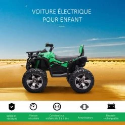 HOMCOM Voiture 4x4 Quad Buggy électrique Enfant 12 V 5 Km/h Max. Effets Lumineux Sonores Selle Avec Dossier Porte-bagage Avant Métal PP Vert Noir - Vert 11 HOMCOM Voiture 4x4 Quad Buggy électrique Enfant 12 V 5 Km/h Max. Effets Lumineux Sonores Selle Avec Dossier Porte-bagage Avant Métal PP Vert Noir - Vert -France HOMCOM Soldes 2022 43542345 5