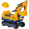 HOMCOM Porteur Enfant Tractopelle 2-3 Ans Pelleteuse Excavatrice Articulée Pivotante 80° Casque Inclus PP Jaune - Jaune