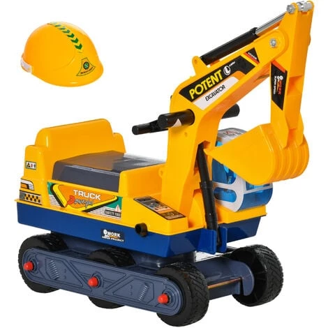 HOMCOM Porteur Enfant Tractopelle 2-3 Ans Pelleteuse Excavatrice Articulée Pivotante 80° Casque Inclus PP Jaune - Jaune 3 HOMCOM Porteur Enfant Tractopelle 2-3 Ans Pelleteuse Excavatrice Articulée Pivotante 80° Casque Inclus PP Jaune - Jaune