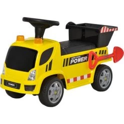 HOMCOM Porteur Enfant Camion 18-36 Mois Benne Basculante Pelle Effets Sonores Lumineux Noir Jaune - Jaune