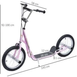 HOMCOM Trottinette Patinette Freestyle Grandes Roues Pneumatiques Ø 41 Cm Avec Pegs Rose 9 HOMCOM Trottinette Patinette Freestyle Grandes Roues Pneumatiques Ø 41 Cm Avec Pegs Rose -France HOMCOM Soldes 2022 43542508 3